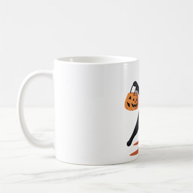 Black cat grooving at the Halloween bash, swinging Coffee Mug (Left)