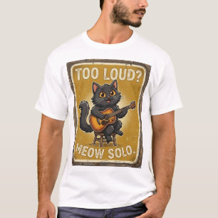 Black Cat Guitar Meow Solo T-Shirt