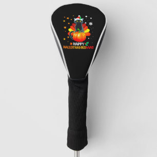 Black Cat Halloween And Merry Christmas Happy Hall Golf Head Cover