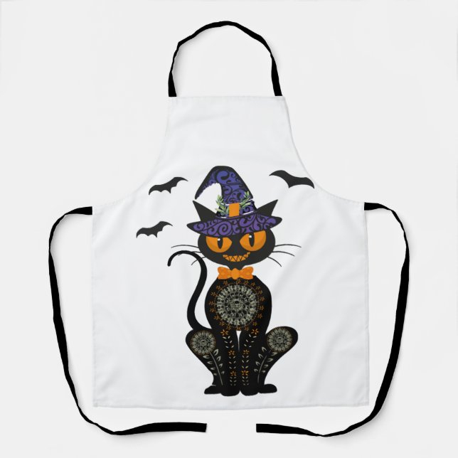 Black Cat Halloween Apron (Front)