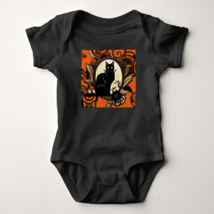 Black Cat Halloween Baby Bodysuit