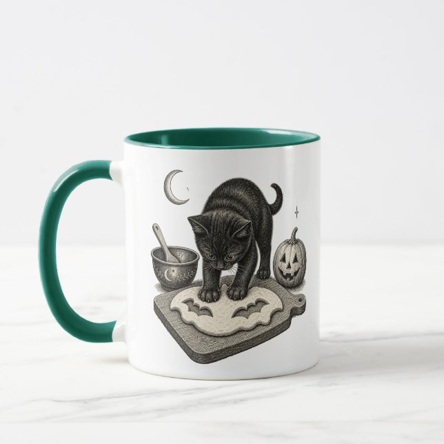 Black Cat Halloween Baking Mug (Left)