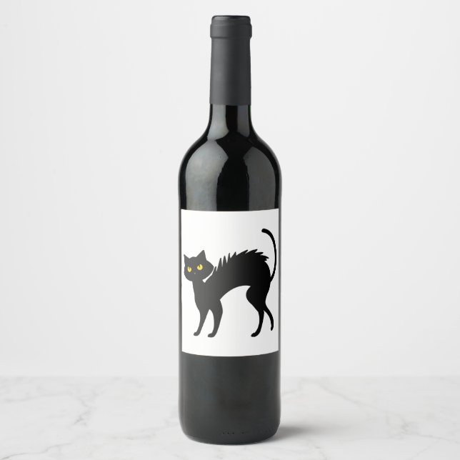 Black Cat Halloween - Black Cats T-Shirt Wine Label (Front)
