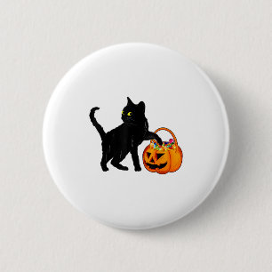Black Cat Halloween Candy Pumpkin Bag Sweet Lollip 6 Cm Round Badge