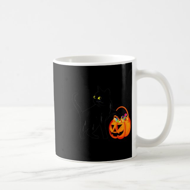 Black Cat Halloween Candy Pumpkin Bag Sweet Lollip Coffee Mug (Right)