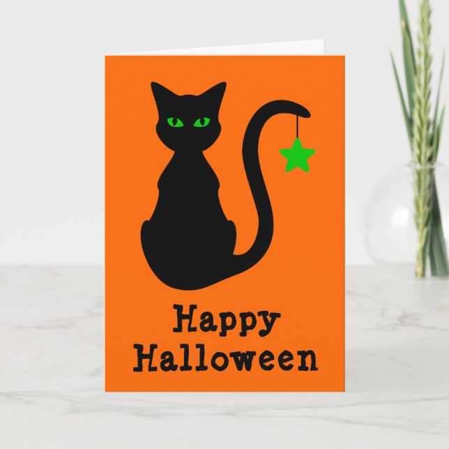 Black Cat Halloween Card (Front)