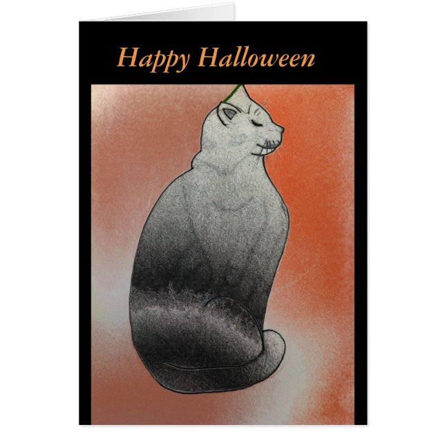 Black Cat Halloween Card (Front)