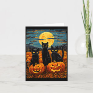 Black Cat Halloween Cat Lovers Night Sky Art Cat Card
