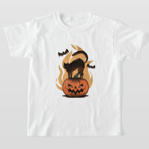 Black Cat Halloween Cat Lovers Starry Night Cat T-Shirt