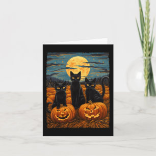 Black Cat Halloween Cat Lovers Starry Night Cat Va Card