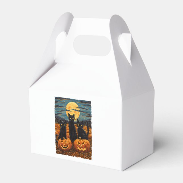 Black Cat Halloween Cat Lovers Starry Night Cat Va Favour Box (Front Side)