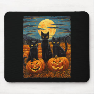 Black Cat Halloween Cat Lovers Starry Night Cat Va Mouse Mat