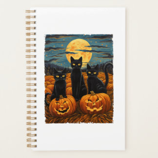 Black Cat Halloween Cat Lovers Starry Night Cat Va Planner