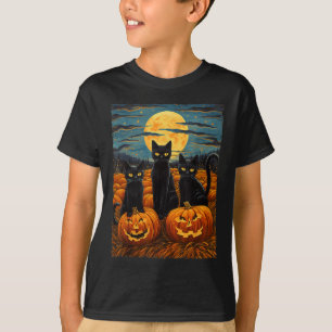 Black Cat Halloween Cat Lovers Starry Night Cat Va T-Shirt