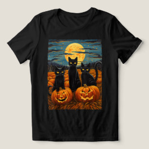 Black Cat Halloween Cat Lovers Starry Night Cat Va Tri-Blend Shirt