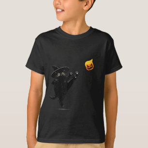 Black Cat Halloween Cat Witch Doodle T-Shirt