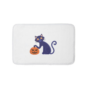 Black Cat Halloween Character Bath Mat