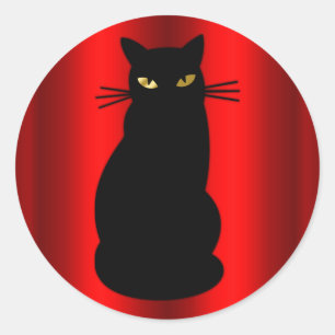 Black Cat Halloween Classic Round Sticker