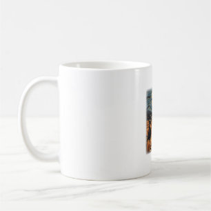 Black Cat Halloween Coquette Bow Cat Halloween Coq Coffee Mug