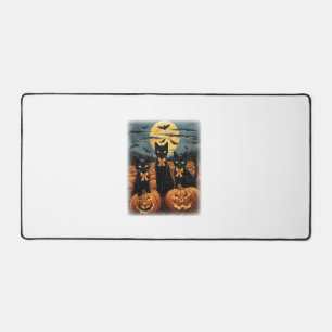 Black Cat Halloween Coquette Bow Cat Halloween Coq Desk Mat