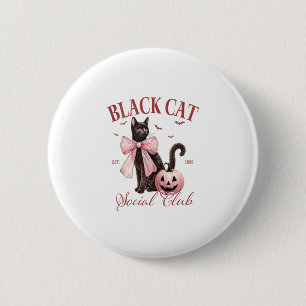 Black Cat Halloween Coquette Social Club Pink Bow  6 Cm Round Badge