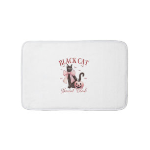 Black Cat Halloween Coquette Social Club Pink Bow Bath Mat