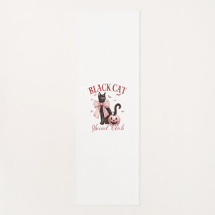 Black Cat Halloween Coquette Social Club Pink Bow  Yoga Mat
