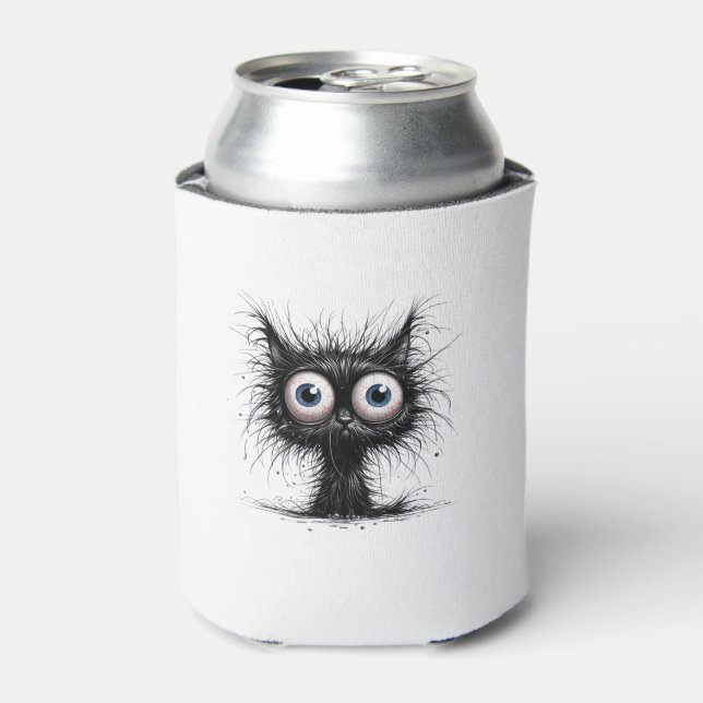 Black Cat Halloween Costume Party Funny Scary Cat  Can Cooler (Can Front)