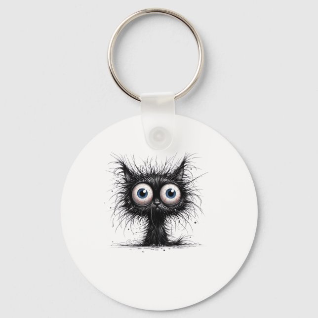 Black Cat Halloween Costume Party Funny Scary Cat  Key Ring (Front)