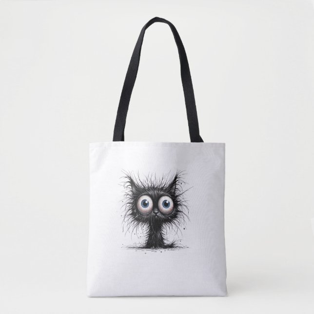 Black Cat Halloween Costume Party Funny Scary Cat  Tote Bag (Front)