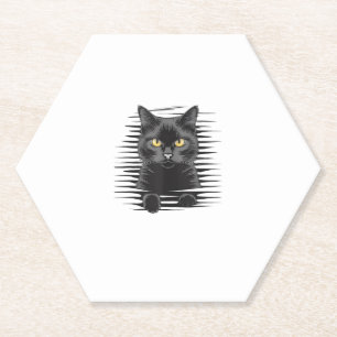Black Cat Halloween Costume Spooky Kitty Cat Kitte Paper Coaster