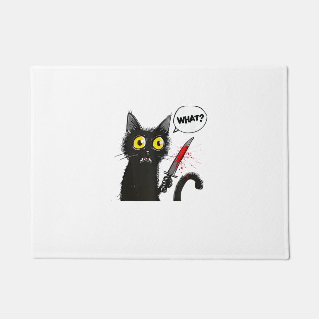 Black Cat Halloween Costume Witchcraft Spider Web  Doormat (Front)