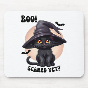Black Cat Halloween Cute Vintage Black Kitten Boo  Mouse Mat