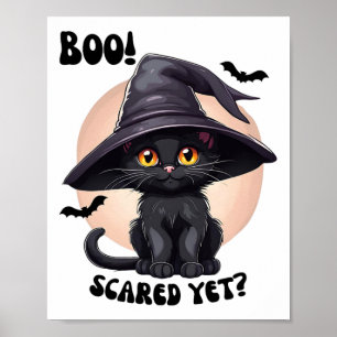 Black Cat Halloween Cute Vintage Black Kitten Boo  Poster