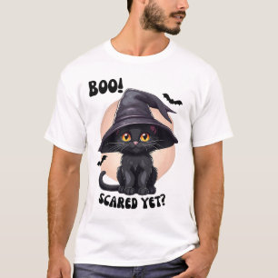 Black Cat Halloween Cute Vintage Black Kitten Boo T-Shirt