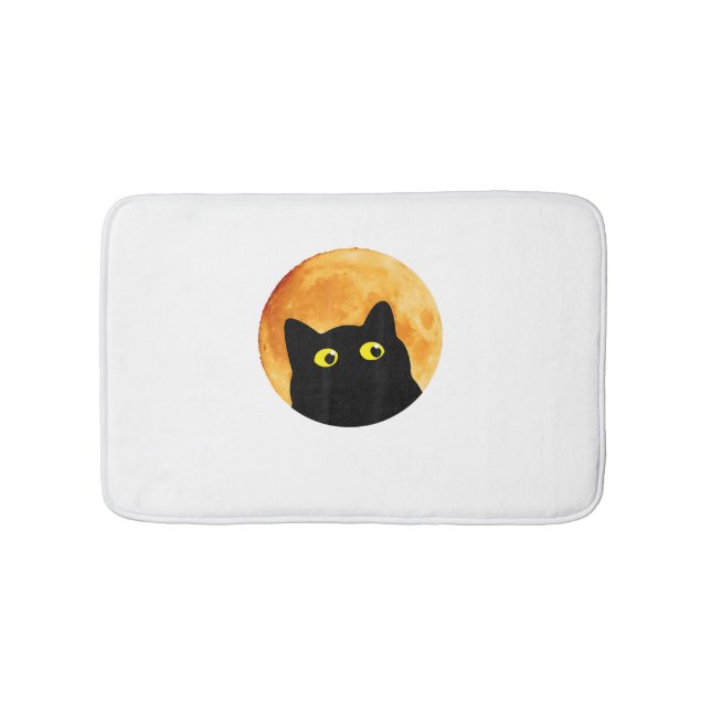 Black Cat Halloween Design Funny Cat Halloween  Bath Mat (Front)