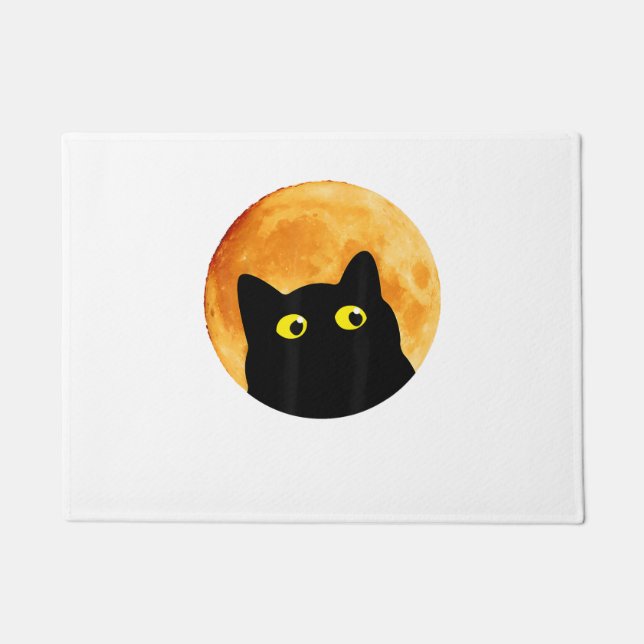 Black Cat Halloween Design Funny Cat Halloween  Doormat (Front)