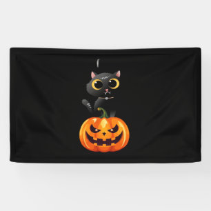 Black Cat Halloween Design – Spooky Pumpkin Art fo Banner
