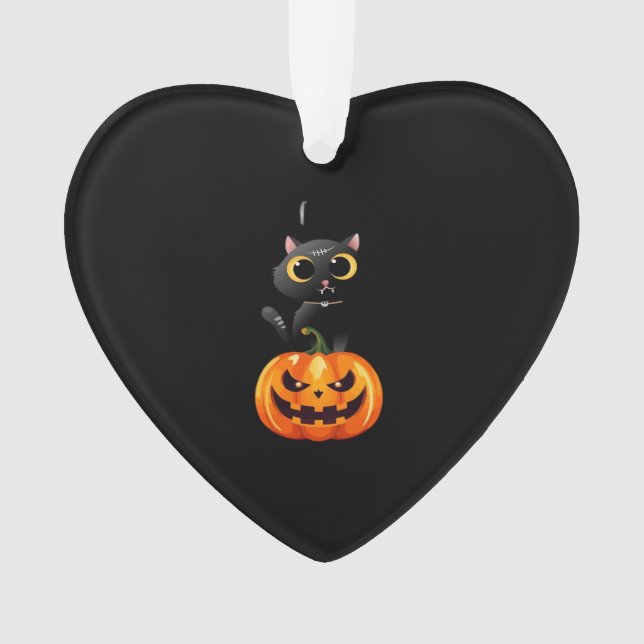 Black Cat Halloween Design � Spooky Pumpkin Art fo Ornament (Front)