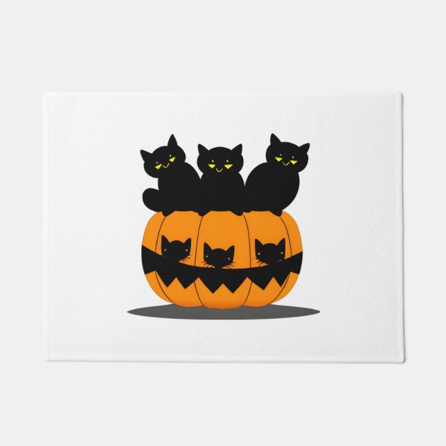 Black cat Halloween   Doormat (Front)