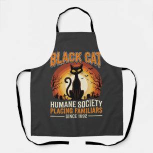 Black Cat Halloween Familiar Vintage Graveyard Des Apron