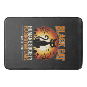 Black Cat Halloween Familiar Vintage Graveyard Des Bath Mat