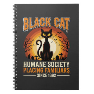 Black Cat Halloween Familiar Vintage Graveyard Des Notebook