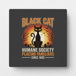 Black Cat Halloween Familiar Vintage Graveyard Des Plaque