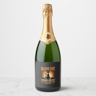 Black Cat Halloween Familiar Vintage Graveyard Des Sparkling Wine Label
