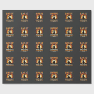 Black Cat Halloween Familiar Vintage Graveyard Des Wrapping Paper