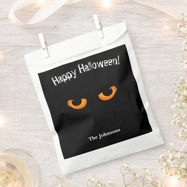 Black Cat Halloween Favour Bag (Clipped)