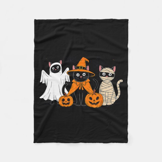 Black Cat Halloween  Fleece Blanket (Front)