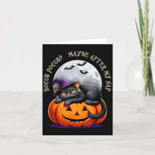 Black Cat Halloween Funny Pumpkin Costume Gift  Card