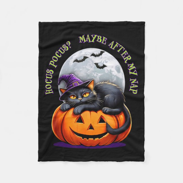 Black Cat Halloween Funny Pumpkin Costume Gift  Fleece Blanket (Front)